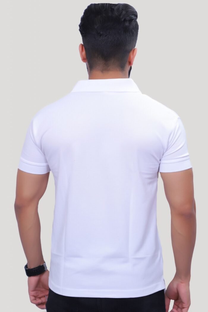 White Color Cotton Golf Polo T-Shirt for Men - Image 3