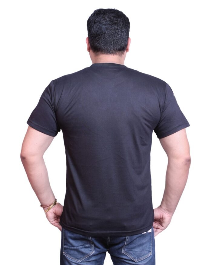 Classic Comfort: Round Neck Half Sleeve Black Rice Knit T-Shirt - Image 9