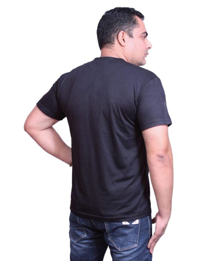 Classic Comfort: Round Neck Half Sleeve Black Rice Knit T-Shirt - Image 6