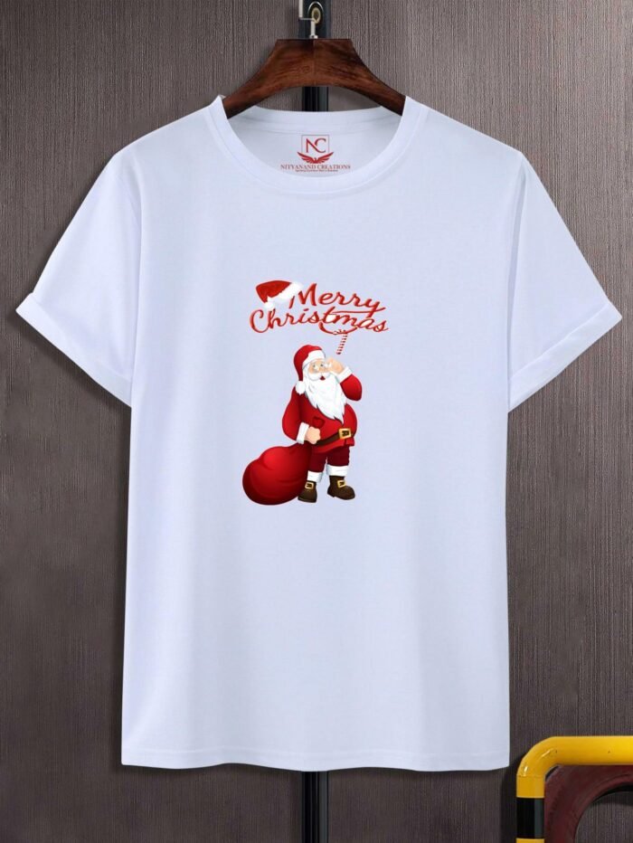 Merry Christmas Printed White T-shirt - Image 2