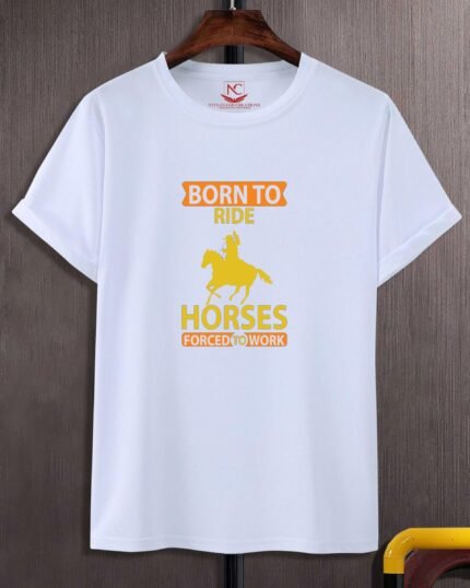 Bron to Ride: Equine Majesty on a White Tee