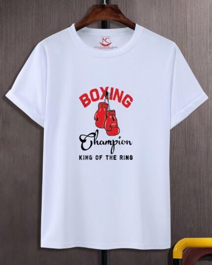 Knockout King Graphic Printed White Boxing Tee