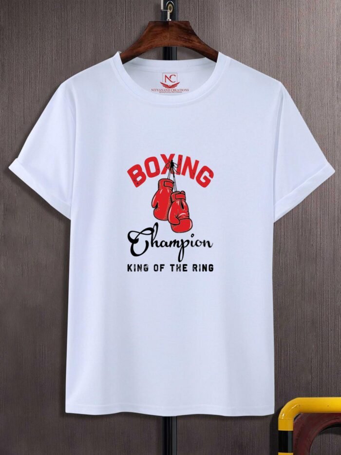 Knockout King Graphic Printed White Boxing Tee