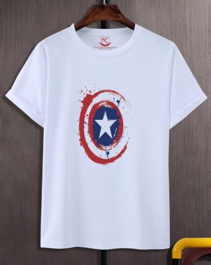 Captain America Printed White T-Shirt