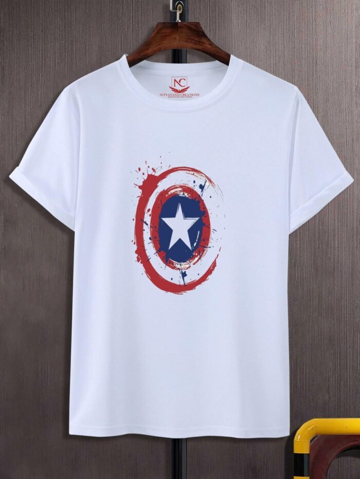 Captain America Printed White T-Shirt