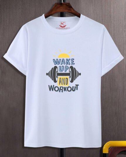 Morning Motivation Wake Up and Workout Printed White T-shirt