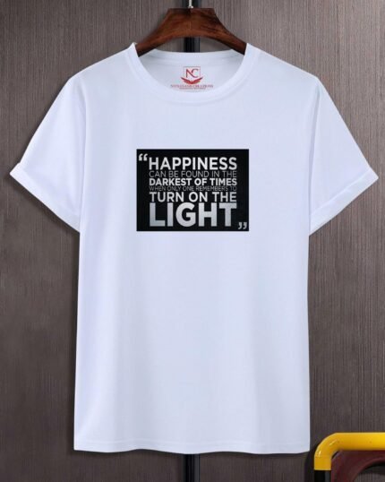 Happinest Harbor Where Joy Finds a Home Round Neck Graphic Printed White T-shirt