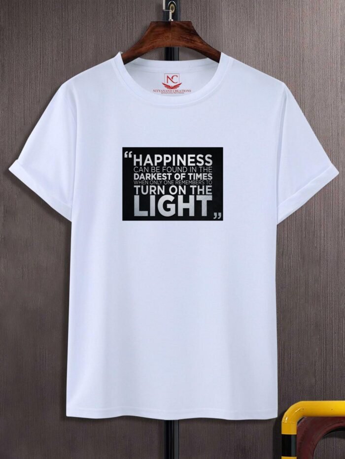 Happinest Harbor Where Joy Finds a Home Round Neck Graphic Printed White T-shirt
