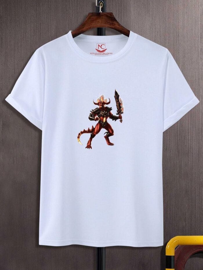 Surtur Printed Round Neck Polyester T-Shirt – Unleash Your Inner Fire
