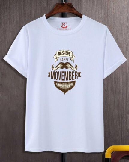 Men's Round Neck Half Sleeved T-Shirt With Printed Graphics No Shave November