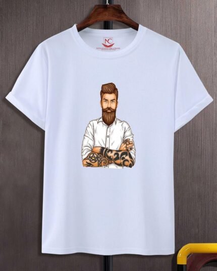 Barber Style Graphic Printed White T-Shirt Craft Your Look