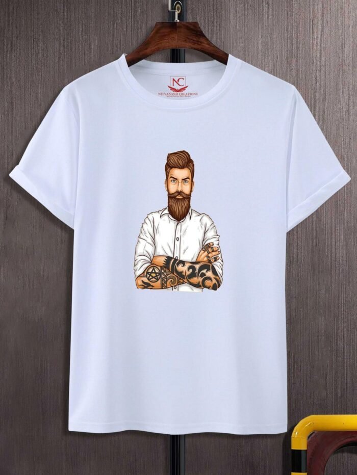 Barber Style Graphic Printed White T-Shirt Craft Your Look
