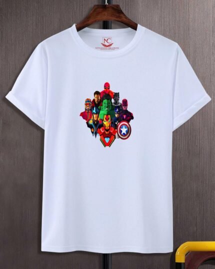 Marvel Superheroes Avengers Thor Hulk Captain America Iron Man Abstract Printed T-Shirt