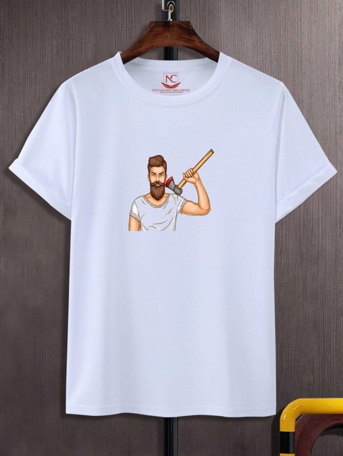 Bearded Man Graphic Printed White T-Shirt Embrace Your Unique Style