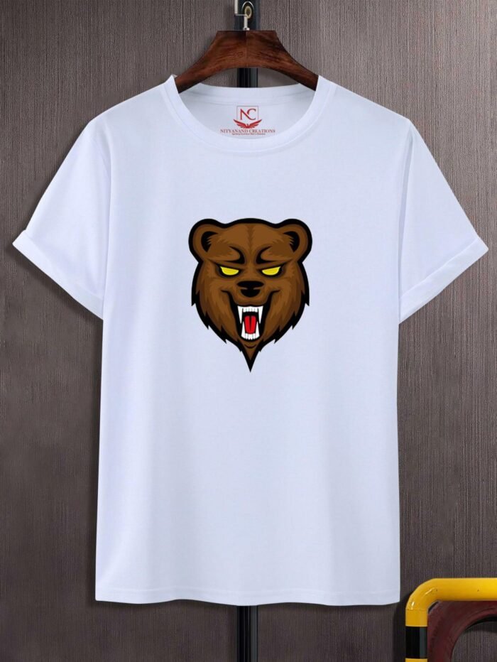 Angry Bear Printed Polyester T-Shirt