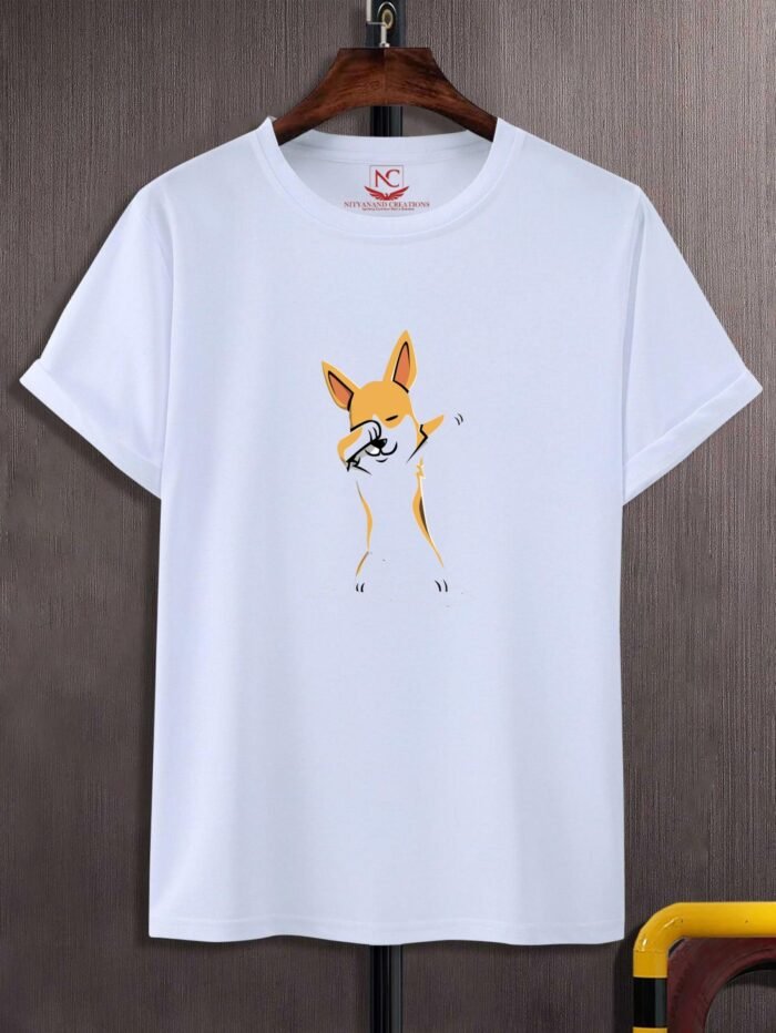Round Neck Graphic Printed
  White T Shirt