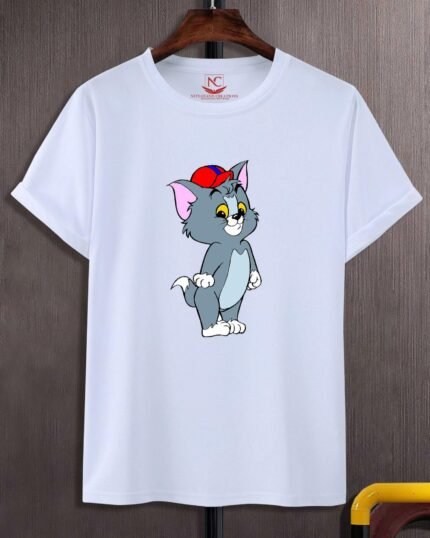 Cute Cat Graphic Printed White T-Shirt