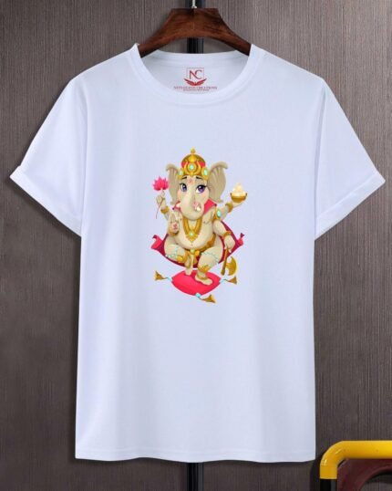 Shree Ganesh Graphic Printed  White T Shirt