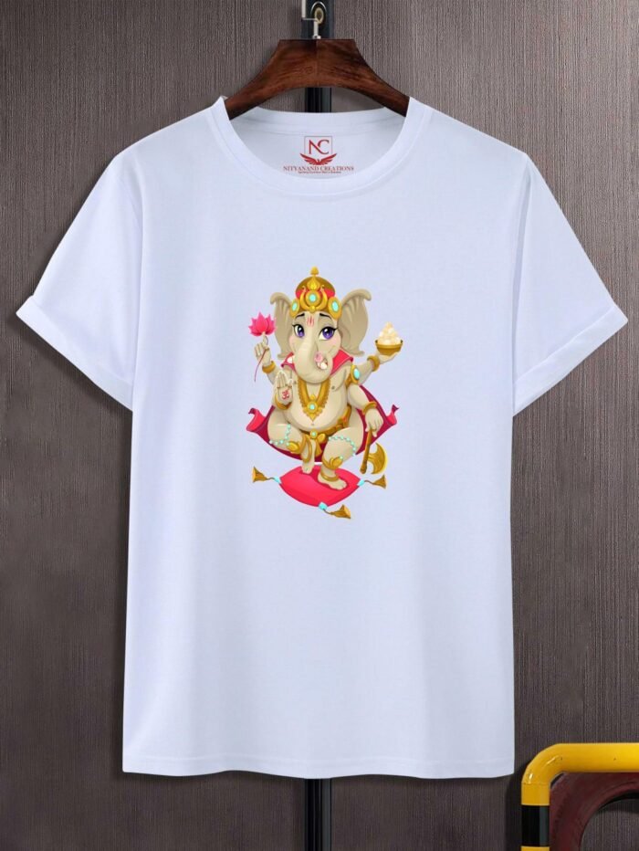 Shree Ganesh Graphic Printed  White T Shirt
