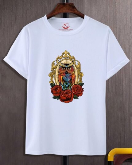 Night Owl Graphic Owl Tattoo Design on White T-Shirt