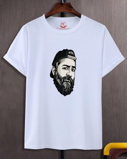 The Bearded Man Graphic Printed White T-Shirt
