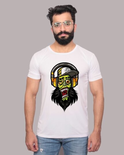 Rock Monster Graphic Printed White Tee-1200008