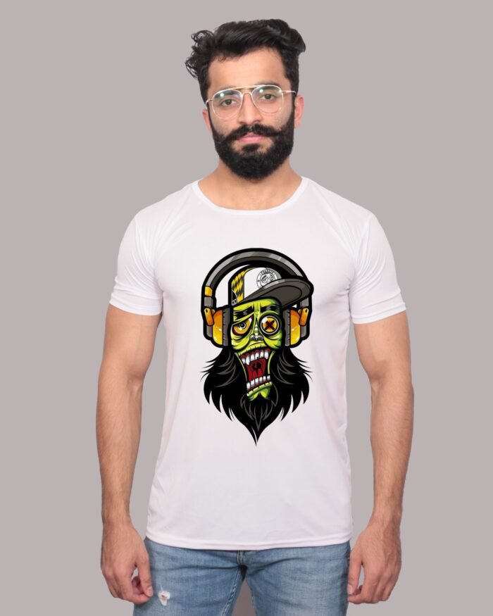 Rock Monster Graphic Printed White Tee-1200008
