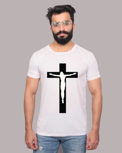 Jesus Saves Graphic Printed White Tee-1200019