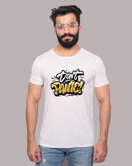 Don't Panic Graphic Printed White T-Shirt-1200032