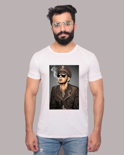 Police Graphic Printed White T-Shirt-1200036