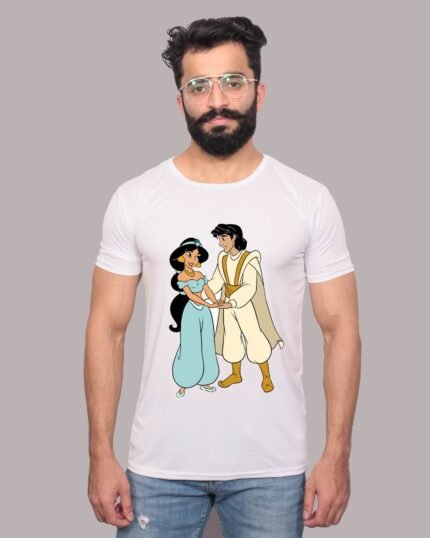 Jasmine Aladdin Graphic Printed White T-Shirt-1200039