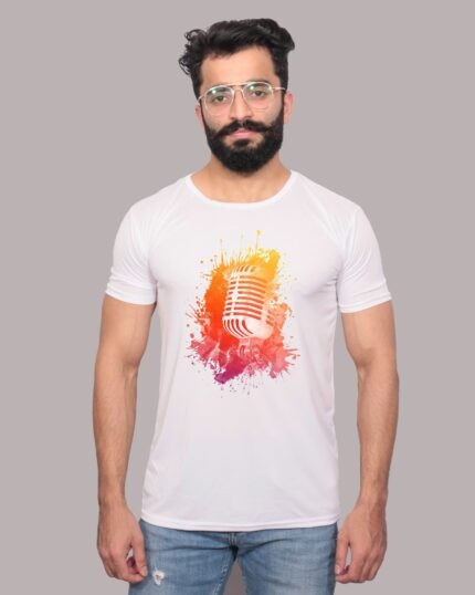 Music Graphic Printed White T-shirt-1200081