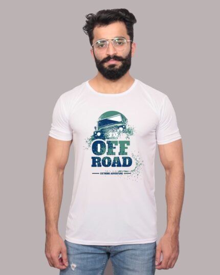 Off Road Adventure Graphic Printed White Tee-1200096