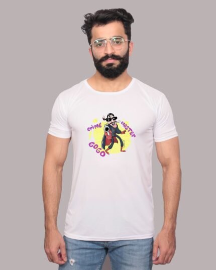 Unleash the Gogo Crime Master Style Graphic Printed White Tee-1200112