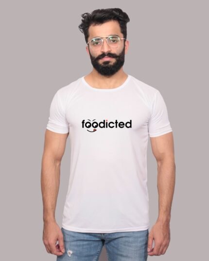 Foodicted Savor Every Bite – Graphic Printed White T-Shirt-1200144