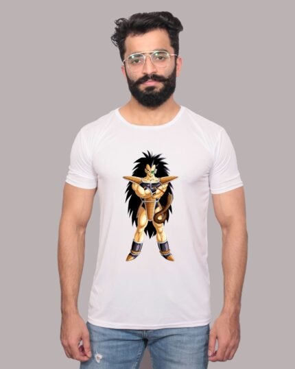 Raditz Unleashed Saiyan Power on Display Graphic Printed White Tee-1200210