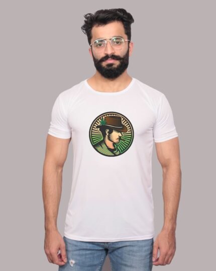 Cowboy Graphic Printed White T-Shirt-1200354