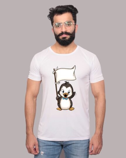 Cute Penguin Vibes Graphic Printed White Tee-1200358