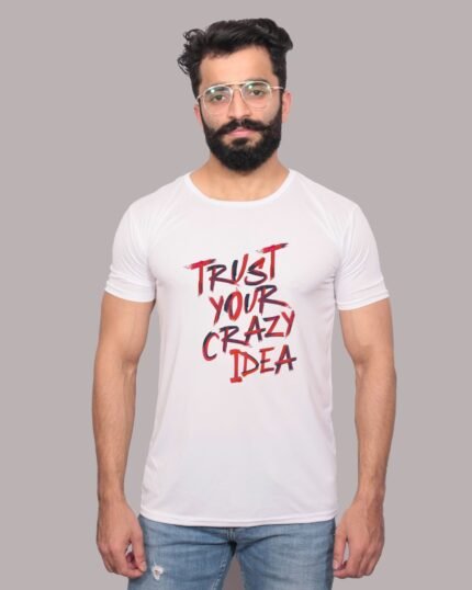 Trust Your Crazy Idea Graphic Printed White Tee-1200359