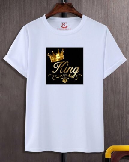 King of Style Graphic Printed White Tee-136