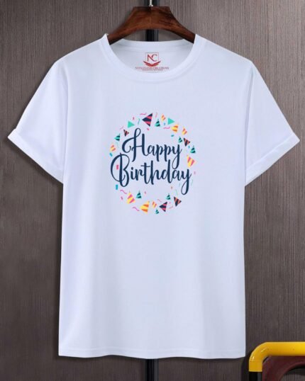 Celebrate in Style Happy Birthday Graphic Print White T-Shirt