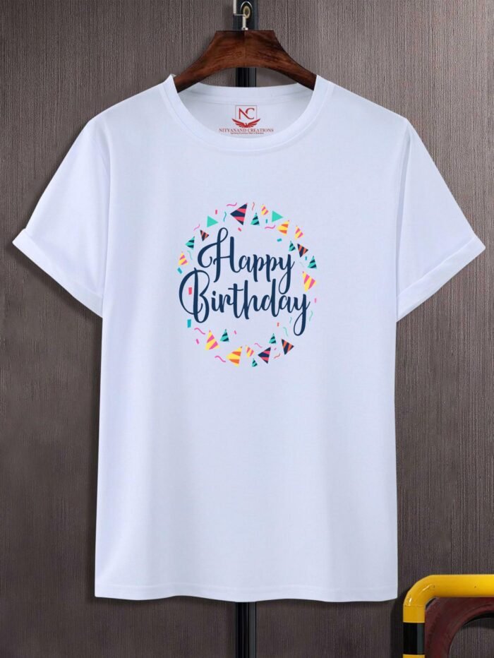 Celebrate in Style Happy Birthday Graphic Print White T-Shirt