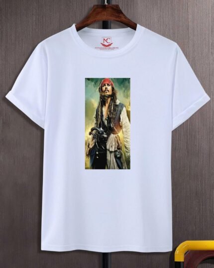 Captain Jack Round Neck Graphic Printed White T-shirt