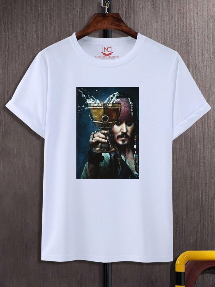 Captain Jack Sparrow Graphic Print White T-Shirt - Image 2
