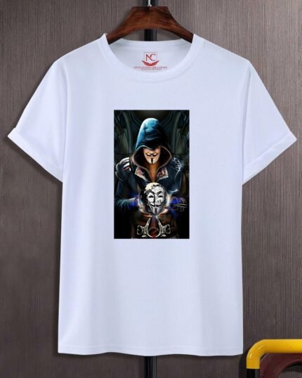 Joker Man Round Neck Graphic Printed  White T Shirt