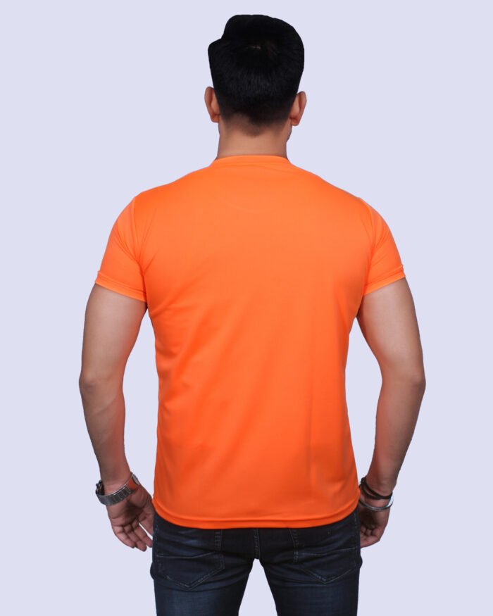 Classic Comfort: Round Neck Half Sleeve Orange Rice Knit T-Shirt - Image 3