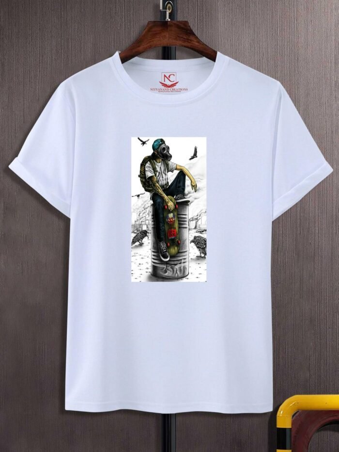 Skate Toxic Graphic Printed White T-Shirt