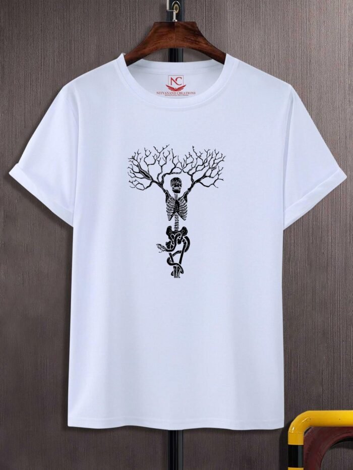 Skull Tree Graphic Print White T-Shirt