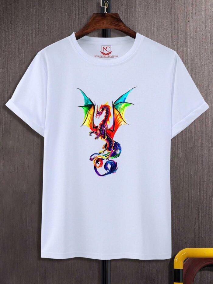 Rainbow Dragon Printed T-Shirt