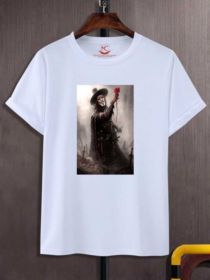 V for Vendetta Graphic Printed White T-Shirt